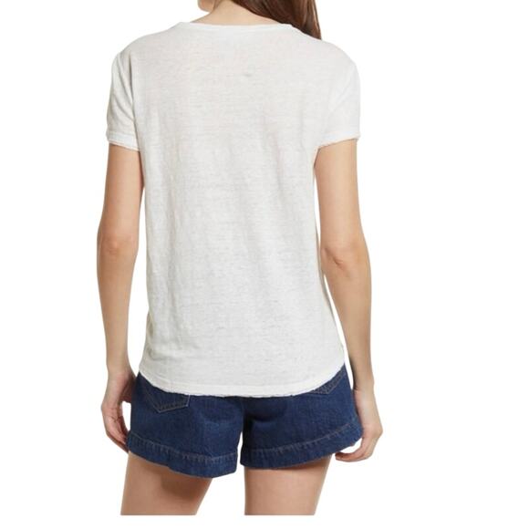 FRAME Organic Linen Tee Top White Minimalistic Basic Size Medium - Picture 2 of 7